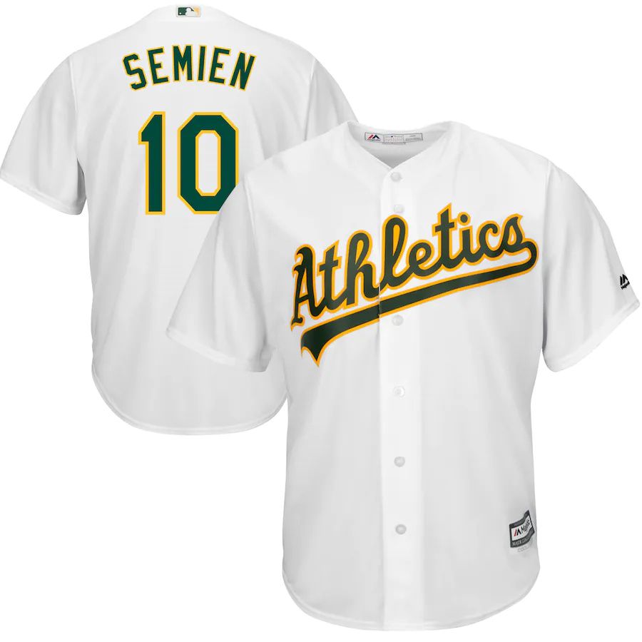 Mens Oakland Athletics #10 Marcus Semien Majestic White Cool Base Player MLB Jerseys->oakland athletics->MLB Jersey